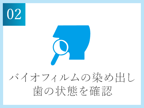 バイオフィルムの染め出し・歯の状態を確認